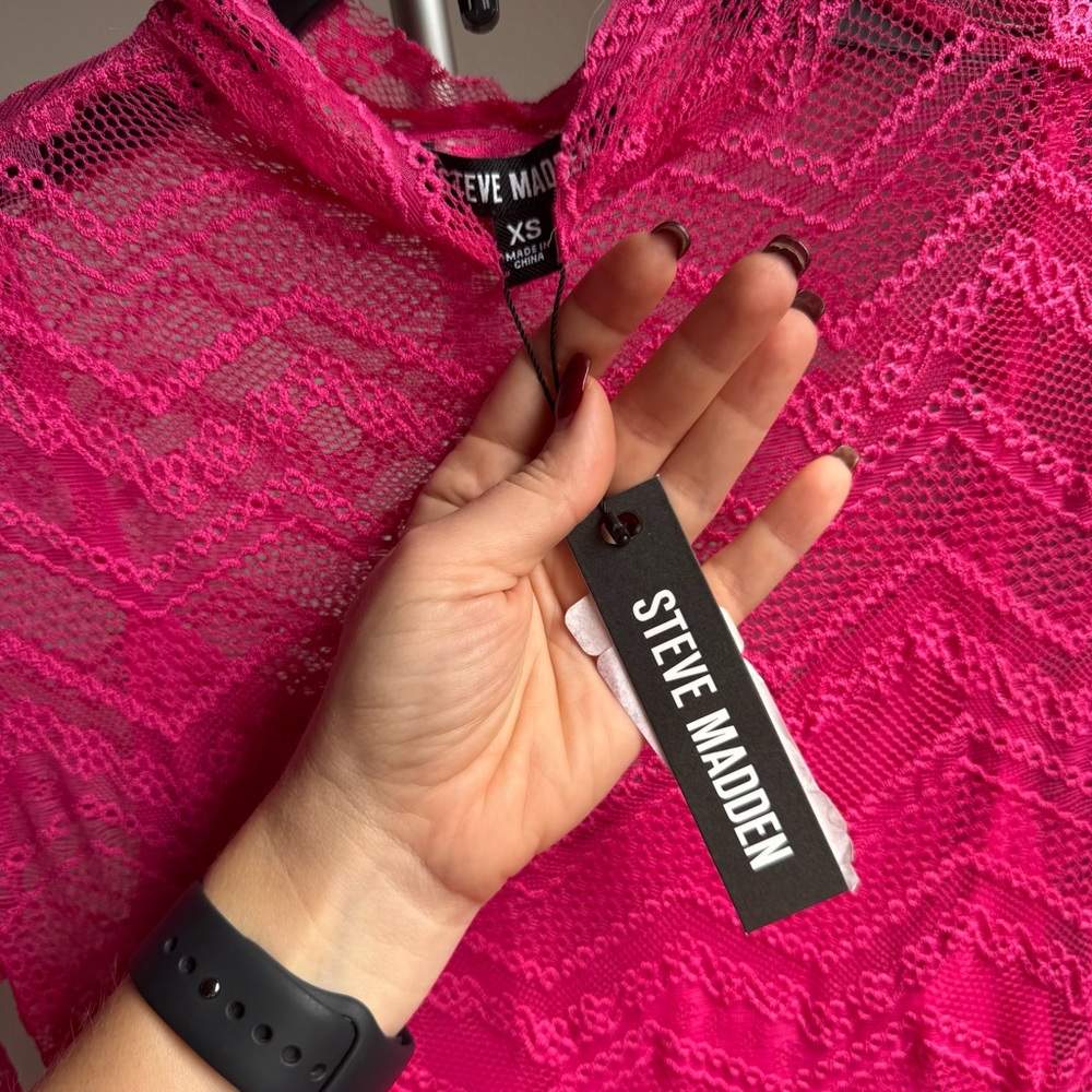 NWT STEVE MADDEN Vivienne Lace Midi Pink Dress Sz XS - Picture 8 of 10